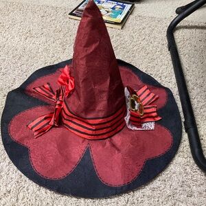 Red and Black Witch Hat with Bow